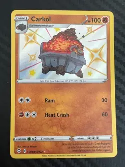 Pokemon TCG Carkol Shining Fates SV068/SV122 Holo Shiny Holo Rare NM - Image 1