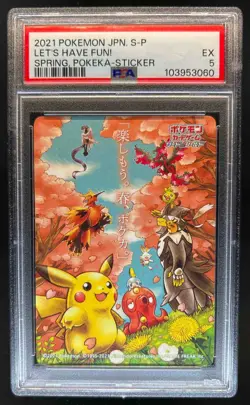 2021 Pokemon Japanese Let's Have FUn! Spring Pokeka Sticker PSA 5 - Image 1