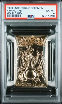 1999 BURGER KING POKEMON GOLD CARDS CHARIZARD PSA 6 - Image 1
