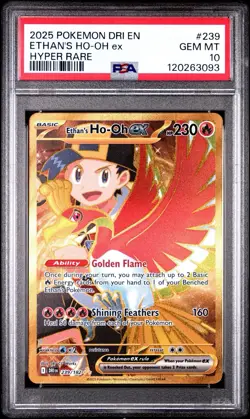 Pokemon 2025 SV Destined Rivals Ethan's Ho-Oh EX Hyper Rare Card #239/182 PSA 10 - Image 1