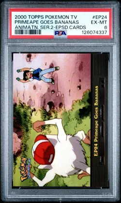 2000 TOPPS POKEMON TV ANIMATION SERIES EPISODE CARDS PRIMEAPE GOES BANANAS PSA 6 - Image 1