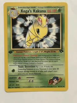 Pokemon TCG Koga's Kakuna Gym Challenge 1st Edition Uncommon Card 47/132 - Image 1