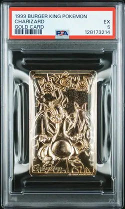 1999 BURGER KING POKEMON GOLD CARDS CHARIZARD PSA 5 - Image 1