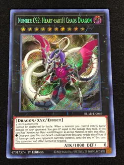 Yugioh Number C92: Heart-Earth Chaos Dragon BLAR-EN069 1st Secret (NM) - Image 1