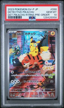 2023 POKEMON JPN SV-P PROMO #098 DETECTIVE PIKACHU PSA 10 - Image 1