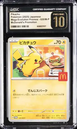 2025 POKEMON JPN MEGA EVOLUTION MCDONALD'S PROMO PIKACHU CGC 10 PRISTINE - Image 1