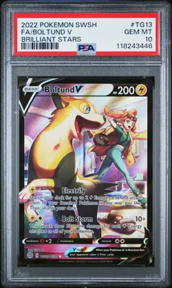 2022 POKEMON SWORD & SHIELD BRILLIANT STARS #TG13 FULL ART/BOLTUND V PSA 10 - Image 1