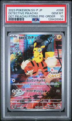 2023 POKEMON JPN SV-P PROMO #098 DETECTIVE PIKACHU PSA 10 - Image 1