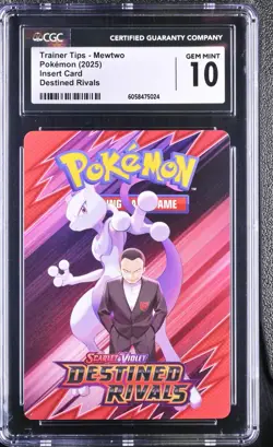 CGC 10 - Mewtwo & Giovanni Trainer Tips Insert Card Pokemon Destined Rivals Gem - Image 1