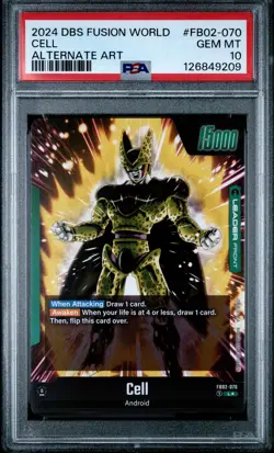 2024 DRAGON BALL SUPER CARD GAME FUSION WORLD BLAZING AURA #FB02-070 CELL PSA 10 - Image 1