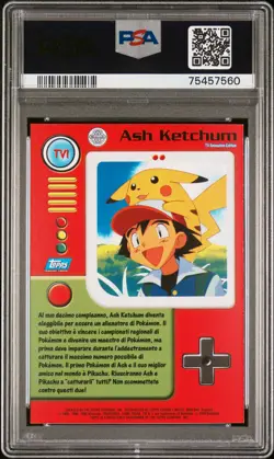 1999 TOPPS POKEMON SERIES 1 CHARACTER CARDS ITALIAN #TV1 ASH KETCHUM PSA 9 - Image 2