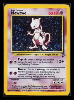 Mewtwo 10/130 Holo Rare Base Set 2 Pokemon Card - Image 1