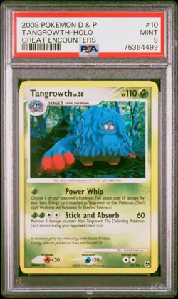 PSA 9 MINT Tangrowth Great Encounters 10/106 Holo Rare 2008 Pokemon Card - Image 1