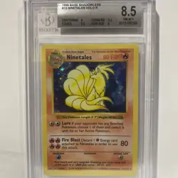1999 Pokemon Base Set Ninetales Shadowless Holo Rare Card BGS 8.5 NM-MT+ - Image 1