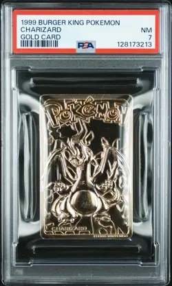 1999 BURGER KING POKEMON GOLD CARDS CHARIZARD PSA 7 - Image 1