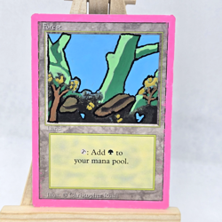 ALTERED - Forest “Pink Border” MtG Revised Edition Paint Pen MP 3ED Moderate - Image 1