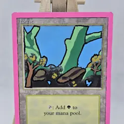 ALTERED - Forest “Pink Border” MtG Revised Edition Paint Pen MP 3ED Moderate - Image 3
