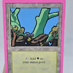 ALTERED - Forest “Pink Border” MtG Revised Edition Paint Pen MP 3ED Moderate - Image 4