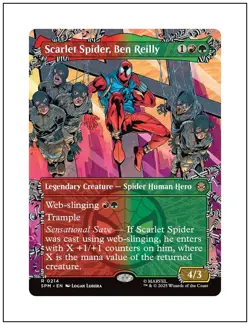 1x Scarlet Spider, Ben Reilly, Borderless Art, Magic the Gathering MTG NM - Image 1
