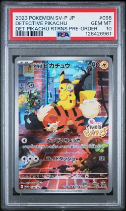 2023 POKEMON JPN SV-P PROMO #098 DETECTIVE PIKACHU PSA 10 - Image 1