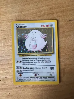 (MP) Chansey 3/102 Base Set Holo Rare Pokemon - Image 1