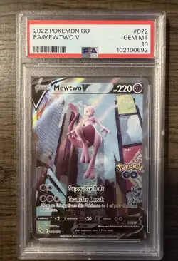 Mewtwo V Alternate Full Art 072/078 Pokemon GO Holo PSA 10 Mew 2022 - Image 1