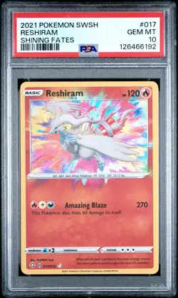 2021 POKEMON SWORD & SHIELD SHINING FATES #017 RESHIRAM PSA 10 - Image 1