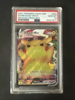 Pokemon Pikachu VMAX Black Star Promo SWSH 62 PSA 10 - Image 1