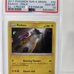 PSA 10 2017 SHINNING LEGENDS LETS PLAY PIKACHU RAIKOU CRACKED ICE HOLO #32 POP84 - Image 3