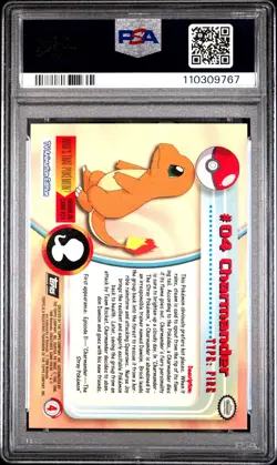 1999 TOPPS POKEMON TV FOIL #4 CHARMANDER PSA 9 - Image 2