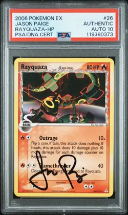2006 POKEMON EX HOLON PHANTOMS #26 RAYQUAZA PSA AUTHENTIC AUTO 10 - Image 1