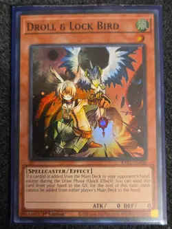 Yugioh! Droll & Lock Bird RA02-EN006 Super Rare 1st Edition NM - Image 1