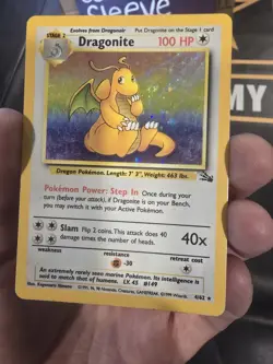Pokemon TCG Dragonite Fossil Holo Rare Card 4/62 Unlimited MP-LP Condition - Image 1