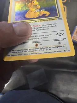 Pokemon TCG Dragonite Fossil Holo Rare Card 4/62 Unlimited MP-LP Condition - Image 3