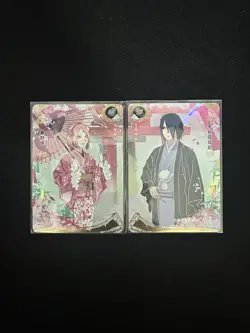 LOT 2 Kayou Naruto TCG trading Card #NR-SE-005 Sakura Haruno Uchiha Sasuke M63 - Image 1