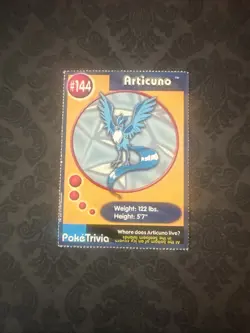 Pokemon - 1999 Burger King PokeTrivia Promo Card - Articuno #144 - Image 1