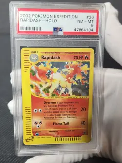 2002 Pokemon Expedition Rapidash Holo #26 PSA 8 Graded Pokemon eReader Card - Image 1