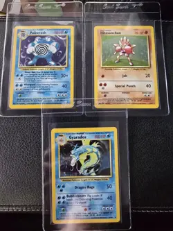 1999 Pokemon Base Set Unlimited Vintage Holo Lot Of 3 Cards Poliwrath Hitmonchan - Image 1
