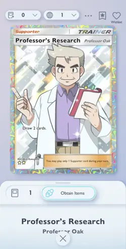 Pokemon TCG Pocket Professor’s Research Limited Card - Image 1