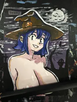 MTG Altered Art Anime Halloween Witch Hand drawn - Image 1