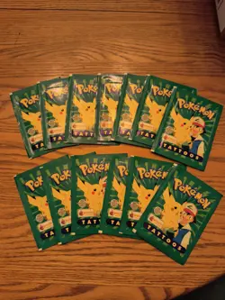 Lot Of 13 Packs Of 6 Pokemon Topps Merlin 1999 Tattoos Factory Sealed C Pics - Image 1