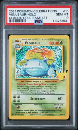 2021 POKEMON CELEBRATIONS CLASSIC COLL #15 VENUSAUR-HOLO PSA 10 - Image 1