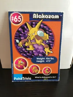 Alakazam #65 1999 Burger King Poketrivia Promo Pokemon - Image 1