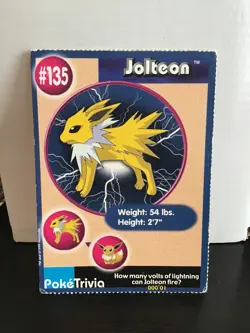 Jolteon #135 Pokemon Burger King PokeTrivia Promo - Image 1
