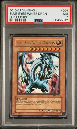 2010 YUGIOH LOB-001 BLUE-EYES WHITE DRAGON ULTRA RARE PSA 7 NM #80455812 - Image 1