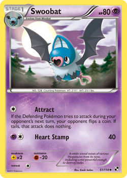 Swoobat 51/114 Uncommon | Black & White | Pokemon Card - Image 1