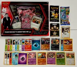 Pokemon Team Rockets Mewtwo EX Box + 2 Packs + Mystery Pack + bonus Cards! - Image 1