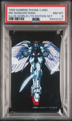 PSA 8 - Wing Gundam Zero - Gundam Wing Japanese Sunrise Phone Card Vintage 1999 - Image 1