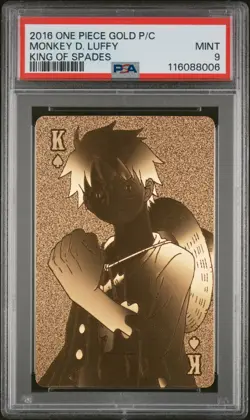 PSA 9 - Monkey D. Luffy King of Spades - One Piece Gold Poker Playing Card 2016 - Image 1