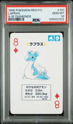 PSA 10 - Lapras 8 of Diamonds - Pokemon Red Poker Playing Card Vintage 1996 JP - Image 1
